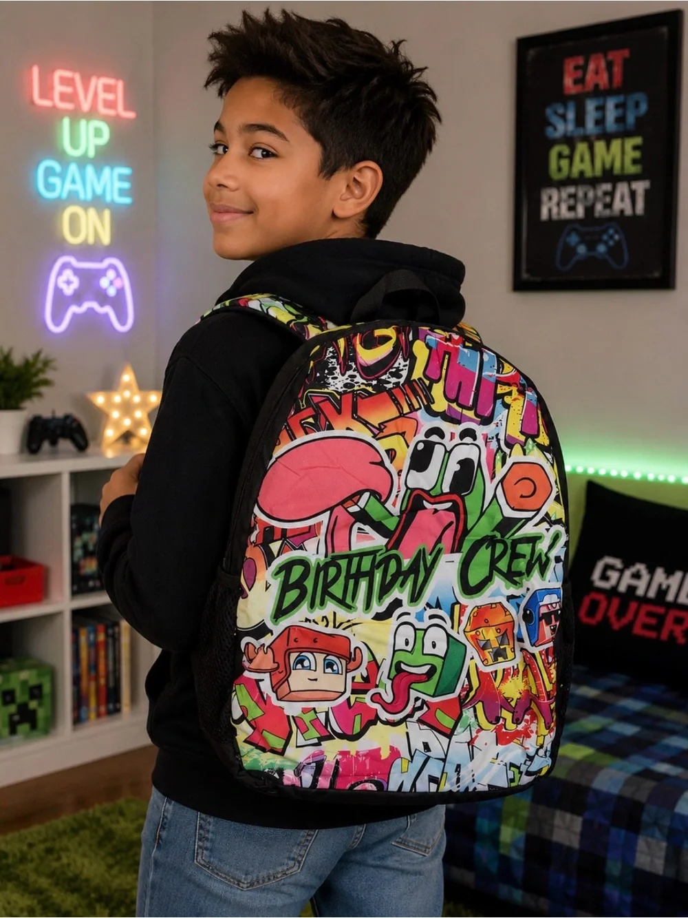 Birthday Crew Kids Graphic Backpack - Multicolor